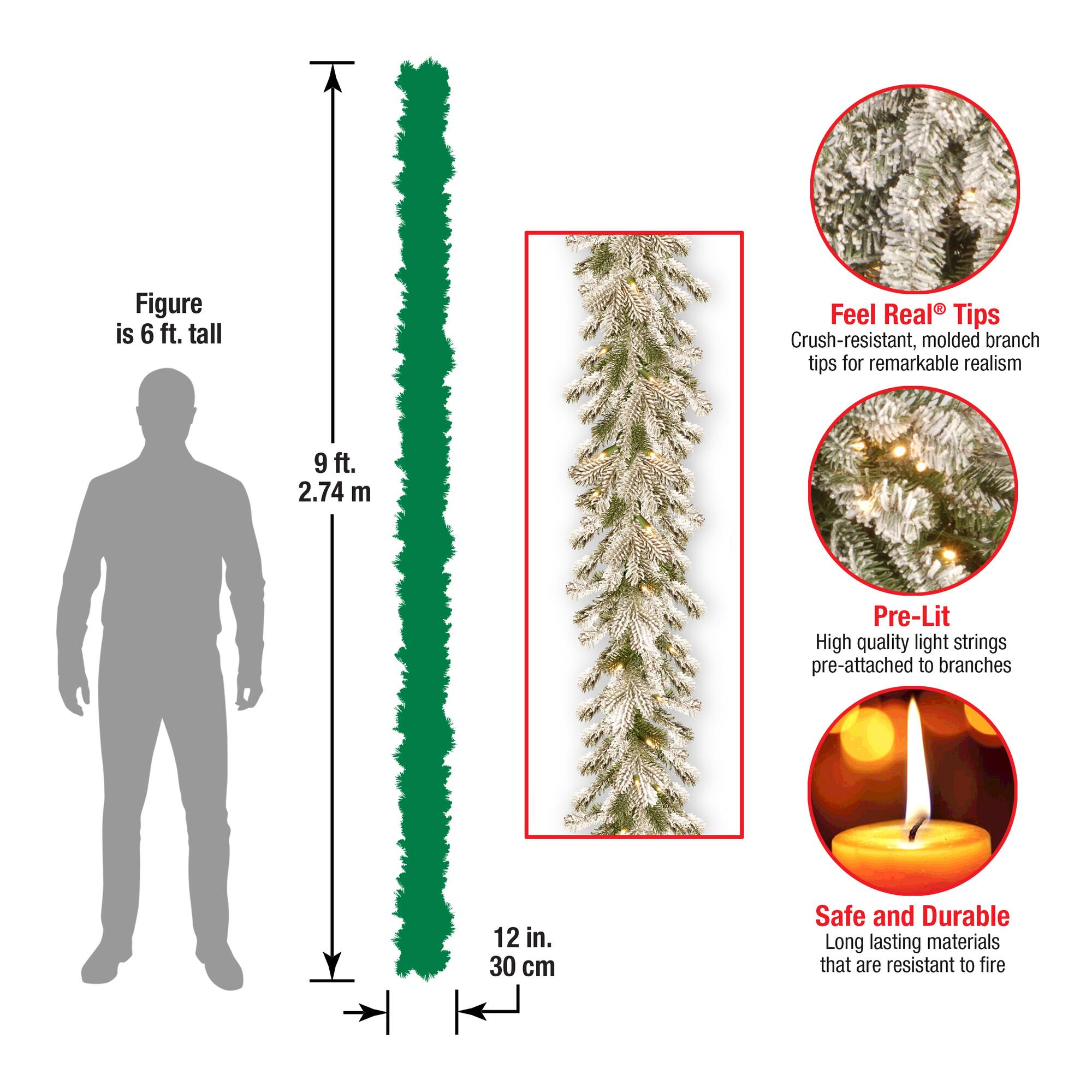 9ft. Snowy Sheffield Spruce Garland With Twinkly™ LED Lights